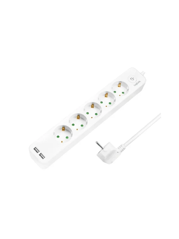 დენის ადაპტორი - Logilink LPS249U Socket Outlet 5-Way + Switch + 2xUSB-A 1.5m White