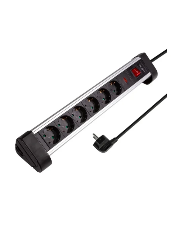 დენის ადაპტორი: Logilink LPS215 Socket outlet 6-way + switch 6x CEE 7/3 1.4m Black/silver