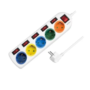 დენის ადაპტორი - Logilink LPS258 Power strip 5-way with 6 switches 5x CEE 7/3 multicolor 1.5m