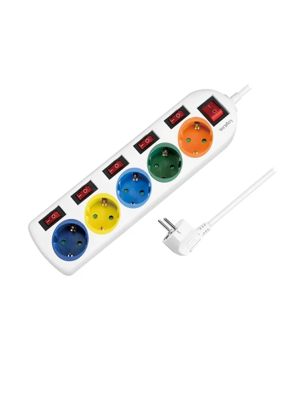 დენის ადაპტორი - Logilink LPS258 Power strip 5-way with 6 switches 5x CEE 7/3 multicolor 1.5m