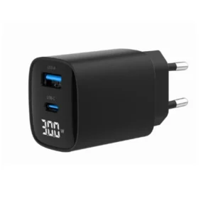 დამტენი - Gembird TA-UC-PDQC30LCD-BK-01 2-port 30W USB Fast Charger LCD Black