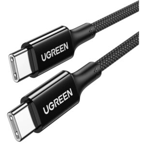 USB კაბელი UGREEN US557 (15275), 100W, Type-C to Type-C 2.0 Braided Fast Charging Cable, 1m, Black
