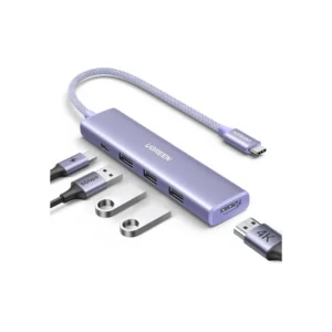 USB-C ჰაბი UGREEN CM478 (35582), USB, USB-C, HDMI, HUB, Purple