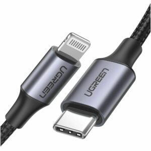 USB კაბელი UGREEN US304 (60761), MFi, Type-c USB-C To Lightning, 2m, Black/Gray