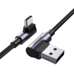 USB კაბელი UGREEN US176 (20856), 18W, USB-A to Type-C 90 Degree, 1m, Space Grey