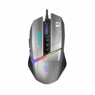 At Home A4tech Bloody W60 Max RGB Gaming Mouse Gun Grey