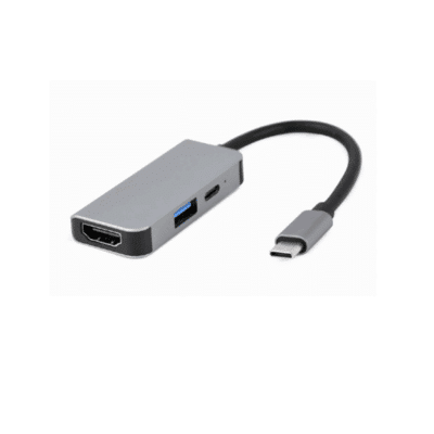 Gembird A-CM-COMBO3-02 USB Type-C 3-in-1 multi-port adapter (USB port+HDMI +PD) Silver