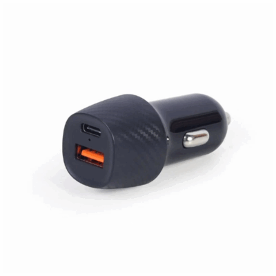 Gembird TA-U2QC3-CAR-02 2-port USB car fast charger Type-C PD 18 W (Black)
