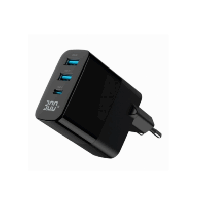 Gembird TA-UC-PDQC30LCD-BK-02 3-port 30W GaN USB Fast Charger LCD Black