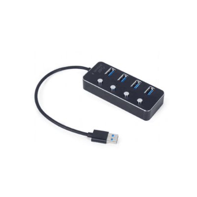 Gembird UHB-U3P4P-01 USB3.1 powered 4-port hub with switches (Black)