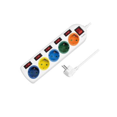 Logilink LPS258 Power strip 5-way with 6 switches 5x CEE 7/3 multicolor 1.5m