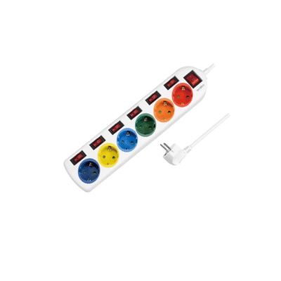 Logilink LPS259 Power strip 6-way with 7 switches 6x CEE 7/3 multicolor