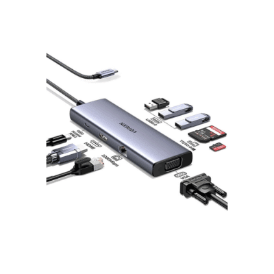 UGREEN CM498 USB-C, USB, HDMI, VGA, RJ45, SD, TF, Hub, Gray