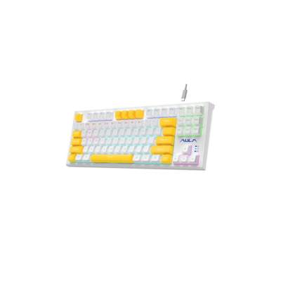 At Home AULA F3032 LED Wired Gaming Mechanical Keyboard 104-Key Full-Size Red Switches USB EN Layout White
