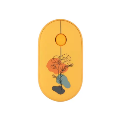 2E MF300 FLORA:POPPY Silent Wireless Mouse Bluetooth / 2.4GHz Wireless 1600 DPI Silent Clicks Yellow