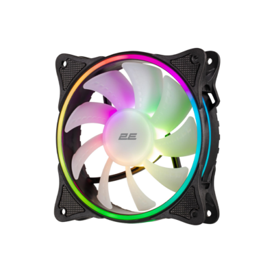 2E F120OI-ARGB 120mm Case Fan 3+3-Pin 5V Aura White Blades Black