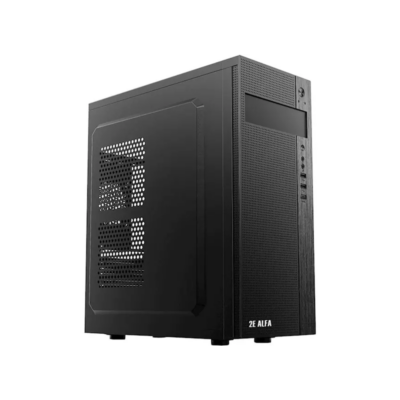 2E Alfa E185-400 Mid-Tower PC Case With 2E ATX400W PSU 2x USB 2.0 1x USB 3.0 Steel Side Panel Black