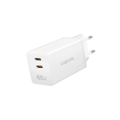 Logilink PA0367 2xUSB-C (PD 3.0/QC 4.0) GaN Fast Charger 65W White