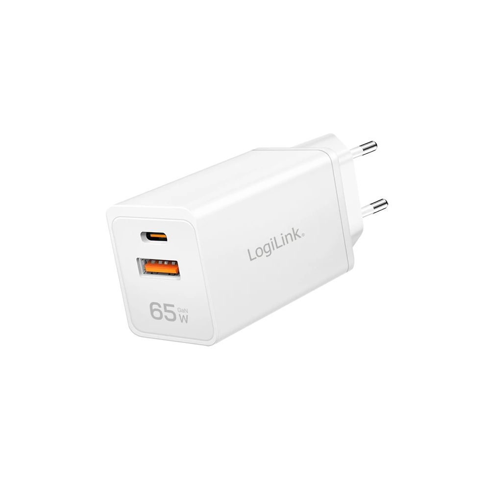 Logilink PA0371 1xUSB-C (PD) 1xUSB-A (QC) GaN Fast Charger 65W White Logilink PA0371 1xUSB-C (PD) 1xUSB-A (QC) GaN Fast Charger 65W White