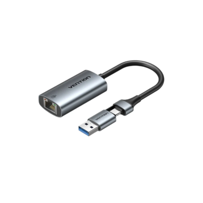 Vention CFQHB USB/USB-C to Gigabit Ethernet Adapter 0.15m Gray Aluminum