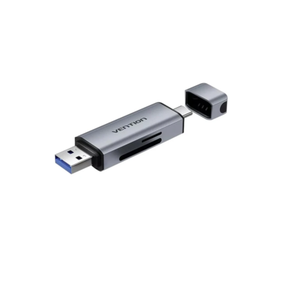 Vention CLLH0 2-in-1 USB 3.0 A+C Card Reader (SD+TF) Gray Aluminum