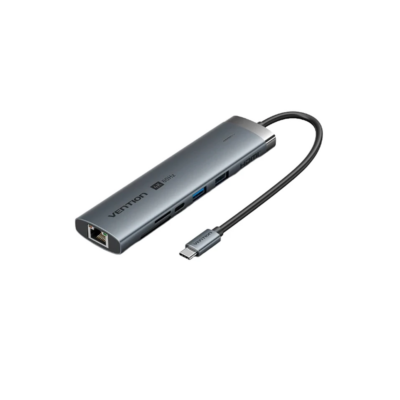 Vention TGVHB 9-in-1 USB-C 4K/60Hz Docking Station 5Gbps 100W PD 0.15m Gray Aluminum